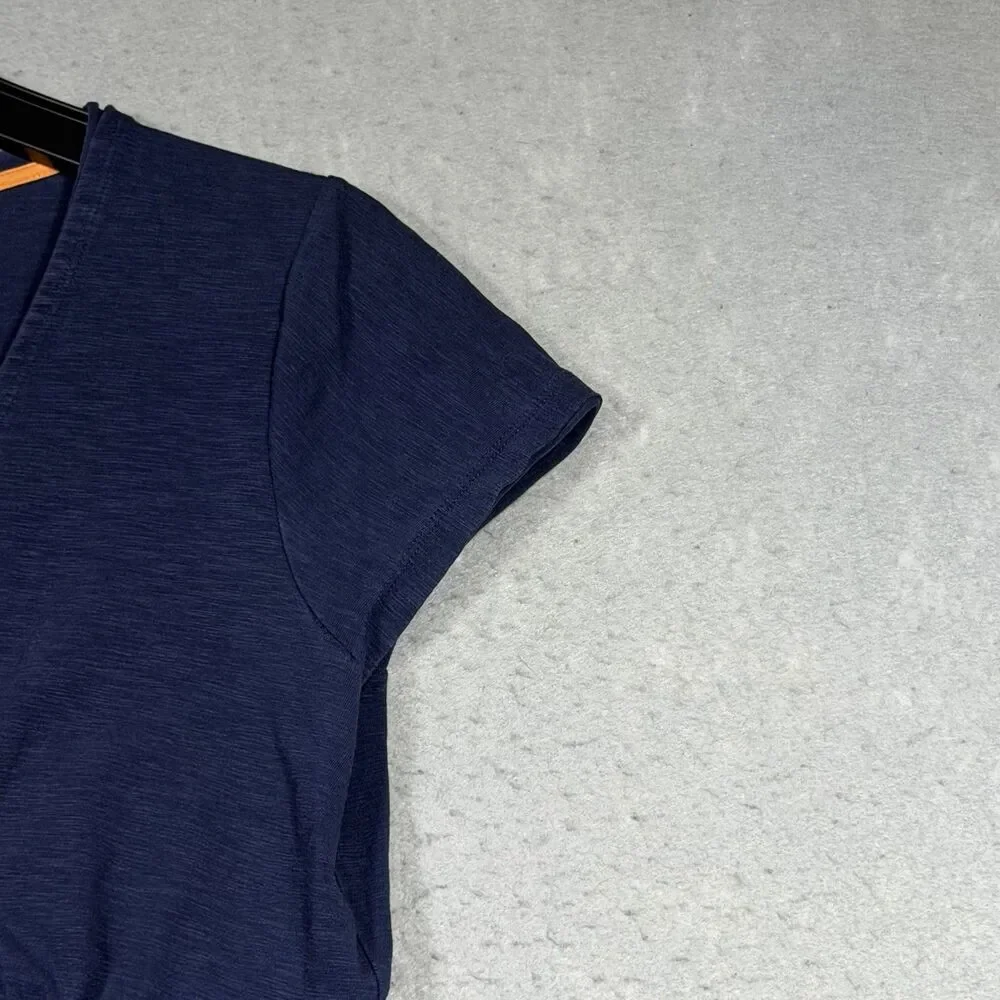 Boden Dress Women’s 10 Blue Short Sleeve V Neck Jersey Wrap Knee Length Casual - Picture 3 of 9